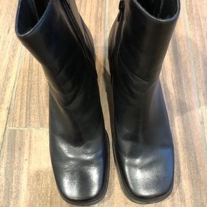 Black leather boots